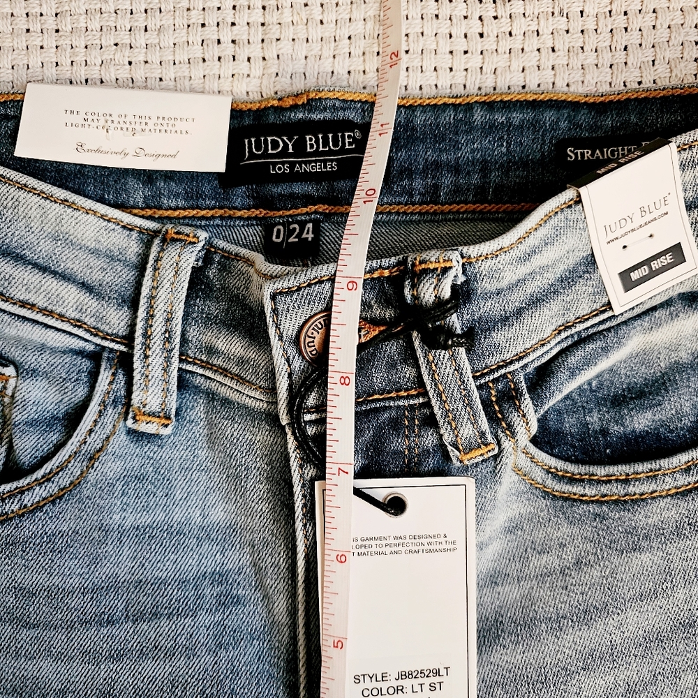SOLD | Judy Blue Raw Hem Straight Leg Split Ankle Jeans Size 0(24) Rare Find - Picture 13 of 14
